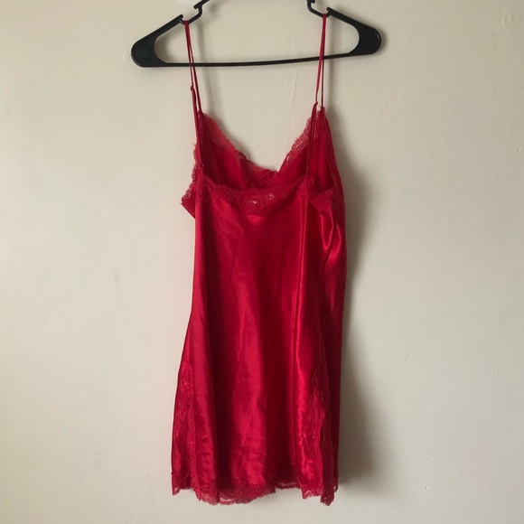 Victoria’s Secret Red Slip Dress w/ Lace Hem - Picture 4 of 6
